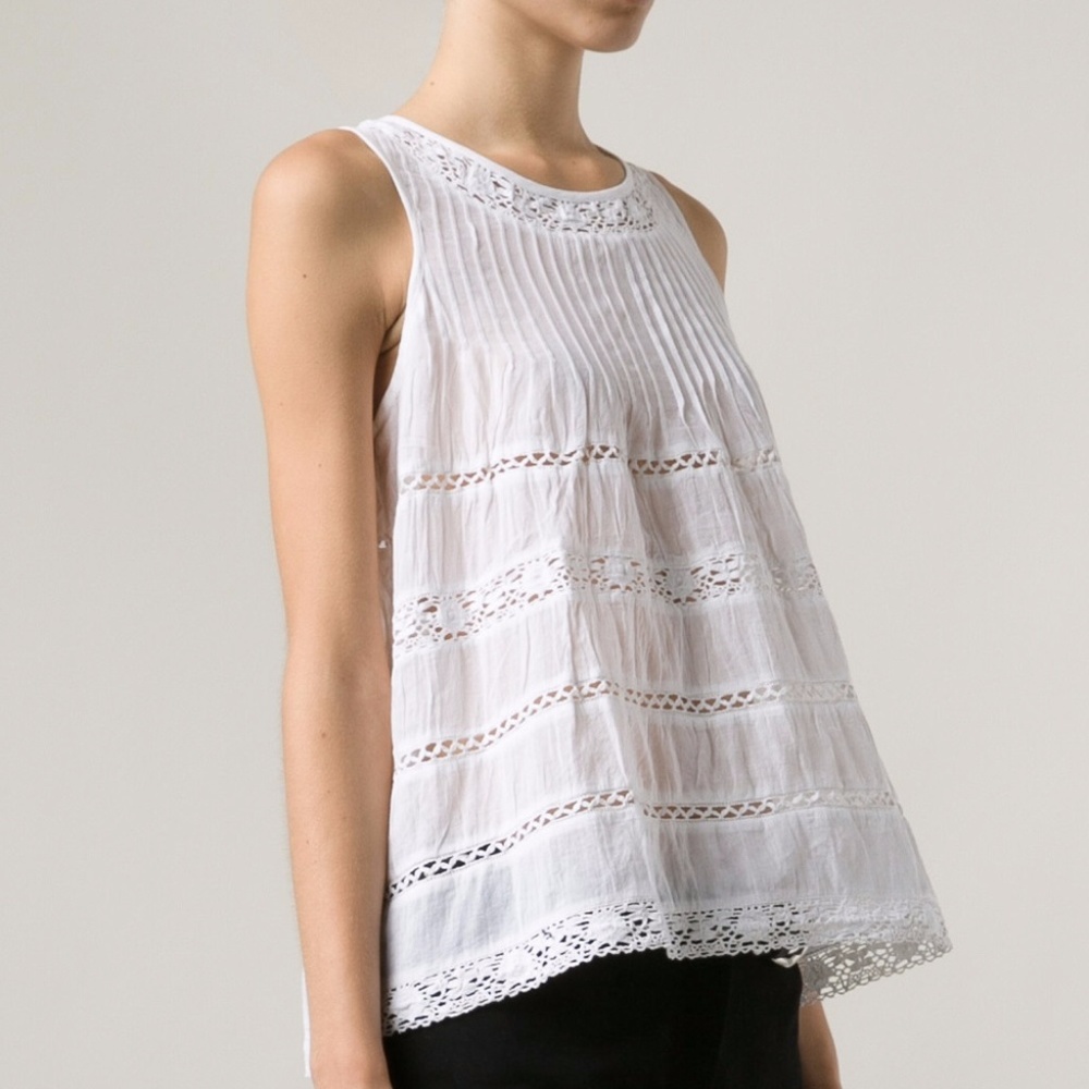 Love Sam White Pleated Blouse